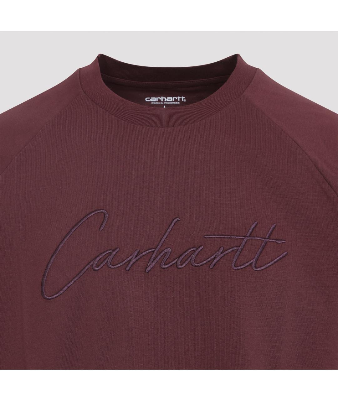 CARHARTT WIP Бордовая хлопковая футболка, фото 3
