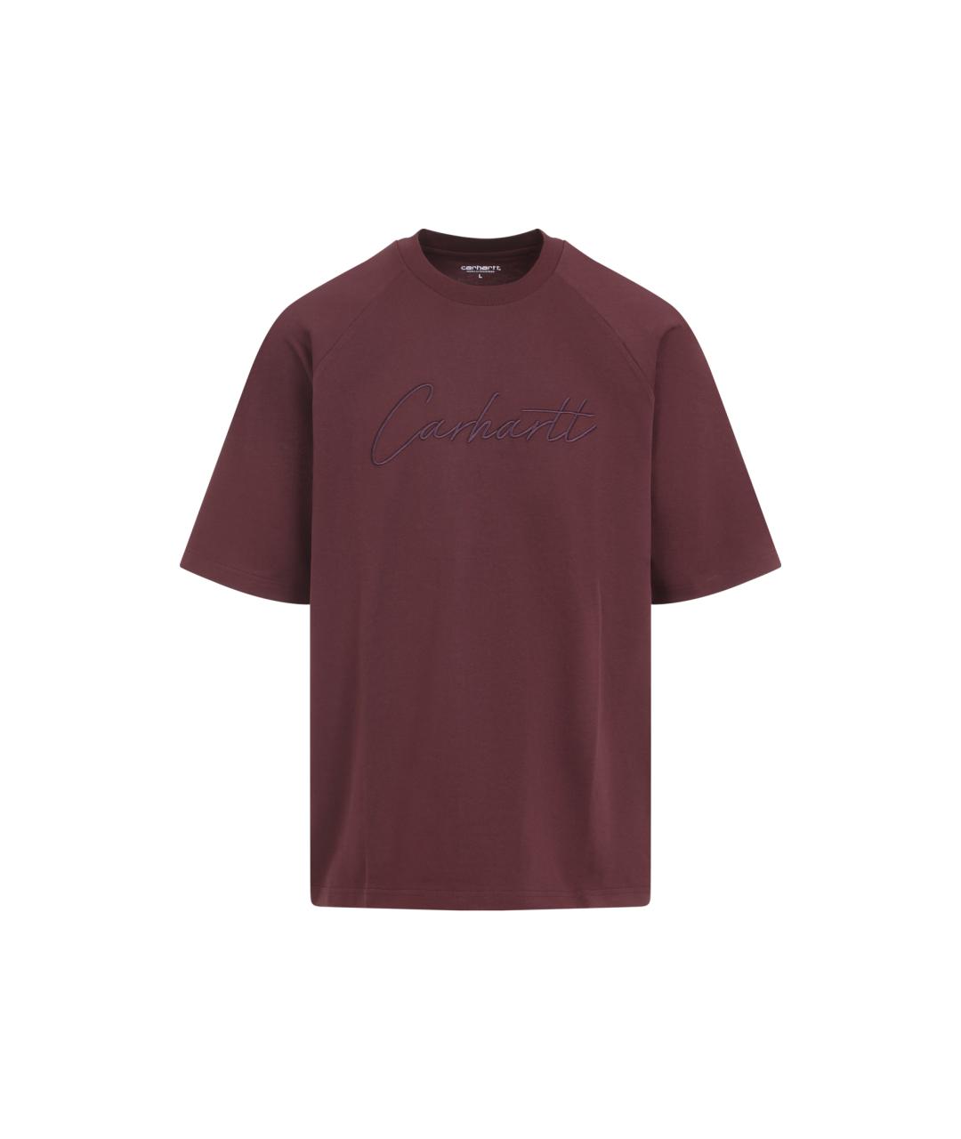 CARHARTT WIP Бордовая хлопковая футболка, фото 1