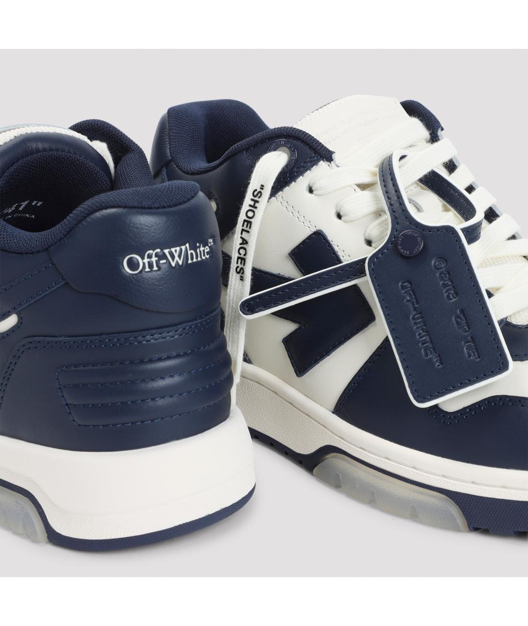 OFF-WHITE Синие кожаные низкие кроссовки / кеды, фото 4