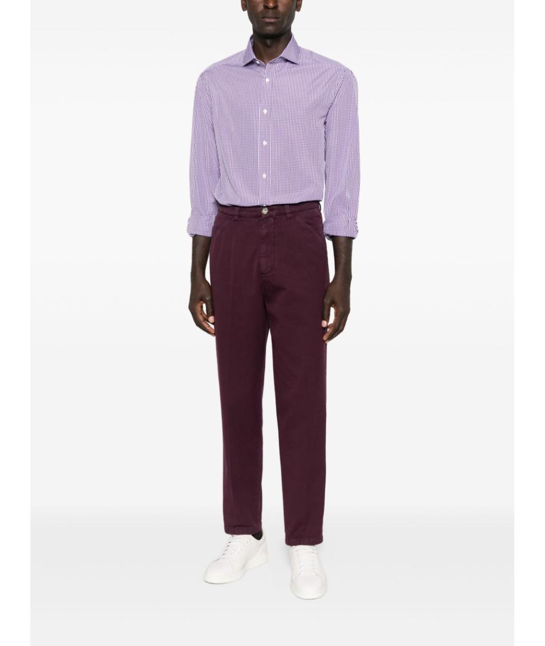 BRUNELLO CUCINELLI Бордовые хлопковые повседневные брюки, фото 4