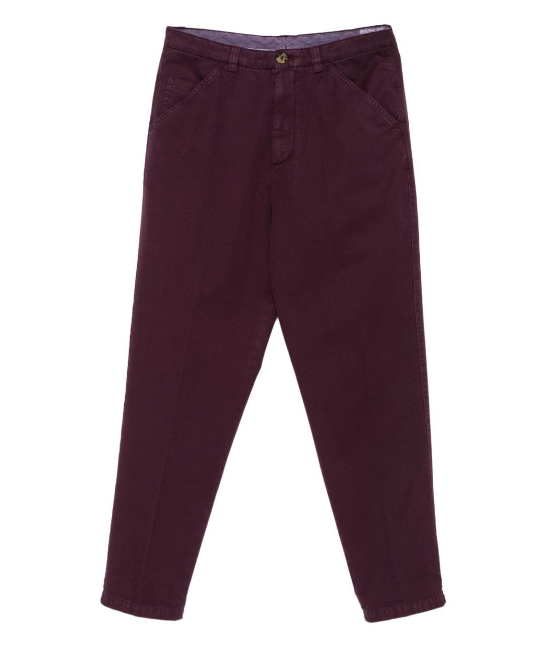 BRUNELLO CUCINELLI Бордовые хлопковые повседневные брюки, фото 1