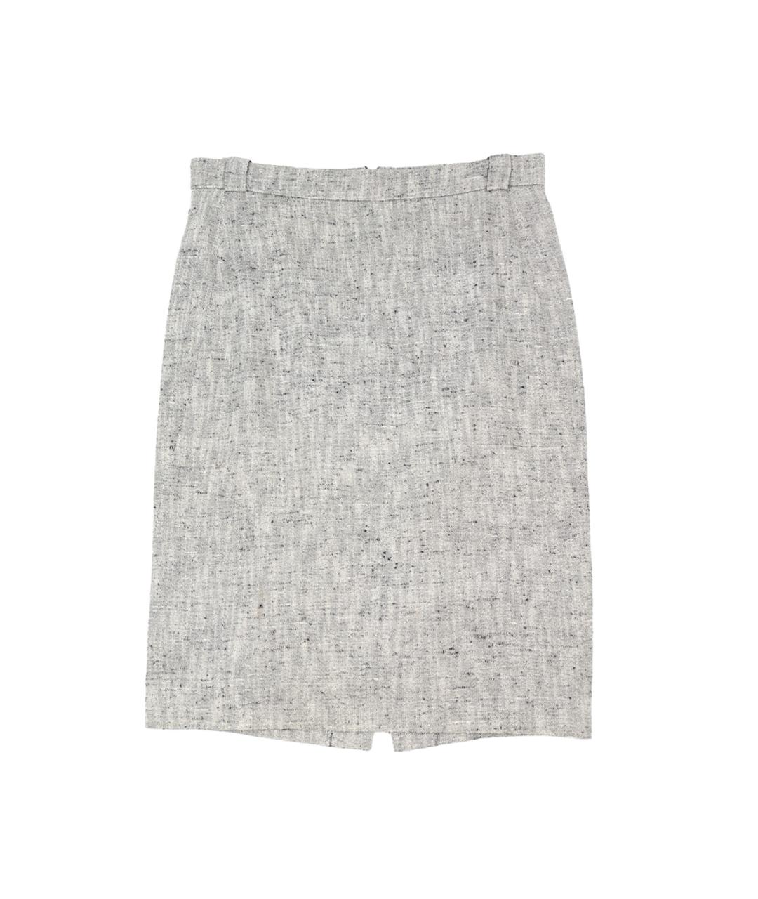 MAX MARA Серая шелковая юбка миди, фото 1