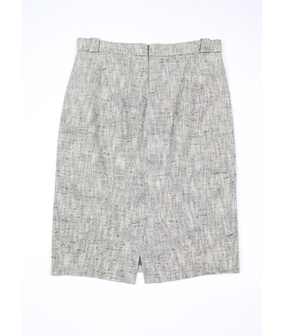 MAX MARA Серая шелковая юбка миди, фото 4