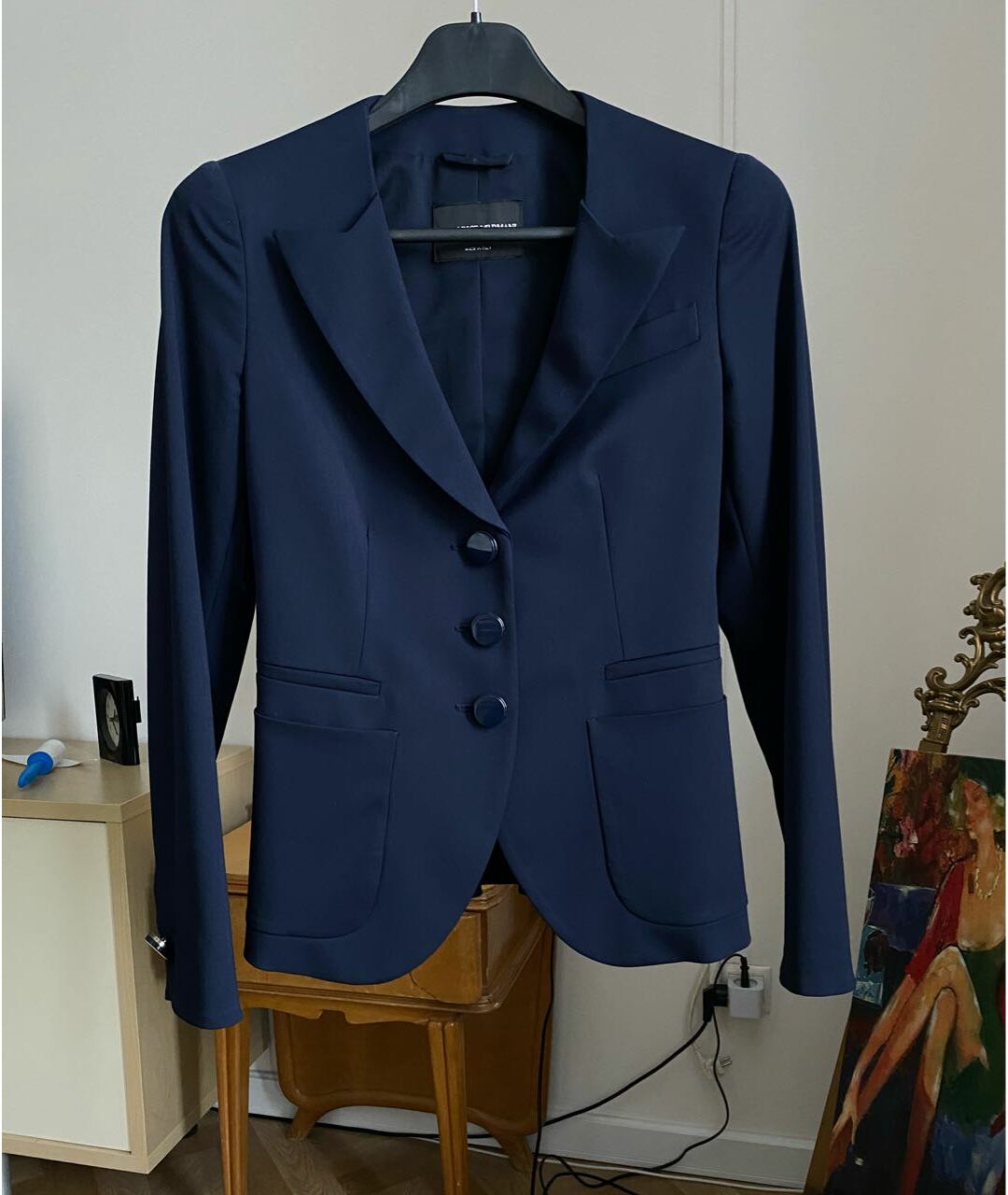 EMPORIO ARMANI Темно-синий хлопко-эластановый жакет/пиджак, фото 6