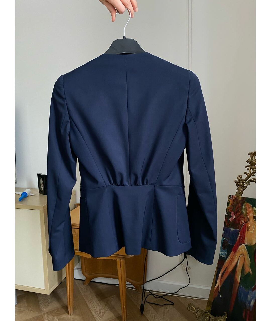 EMPORIO ARMANI Темно-синий хлопко-эластановый жакет/пиджак, фото 2