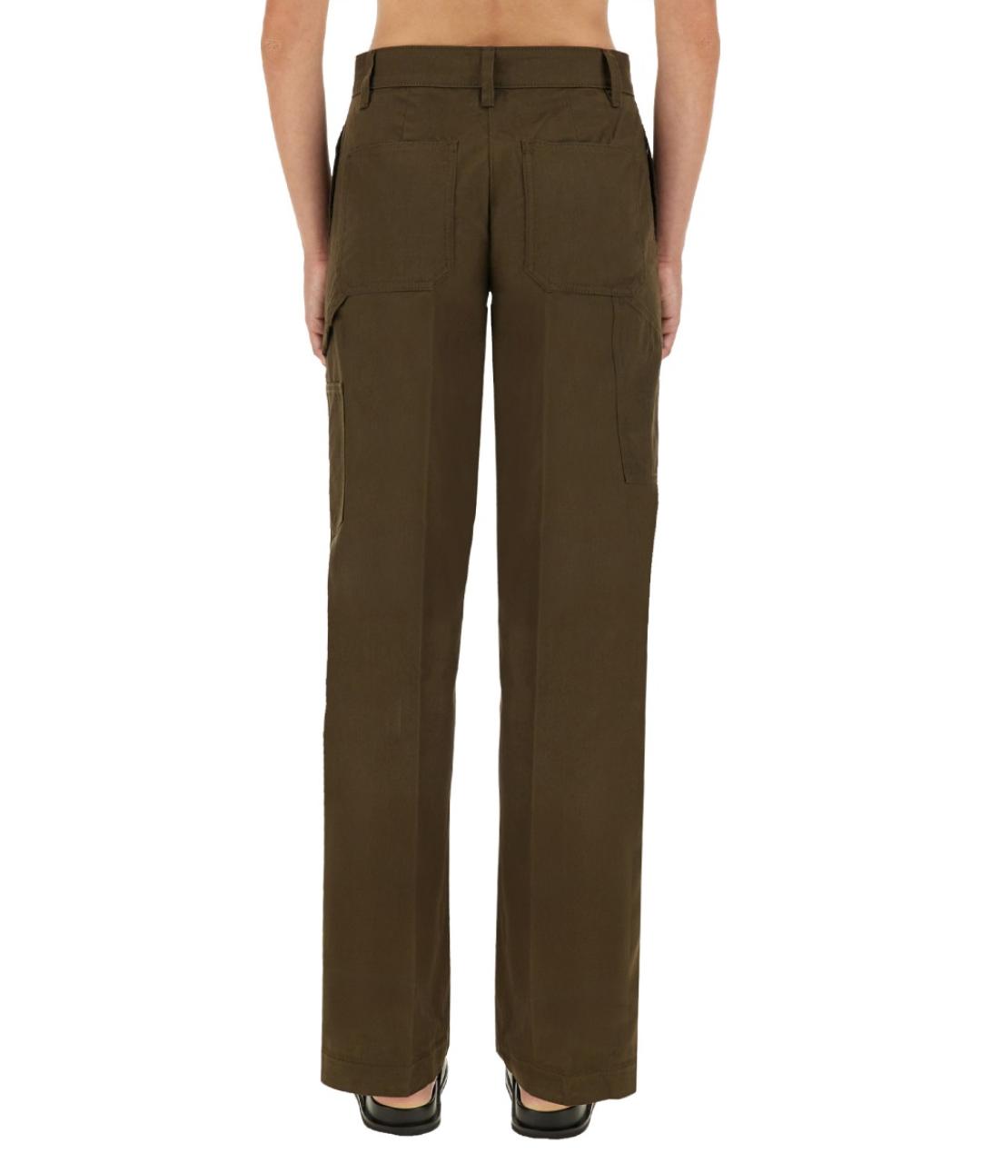 TORY BURCH Зеленые хлопковые прямые брюки, фото 2