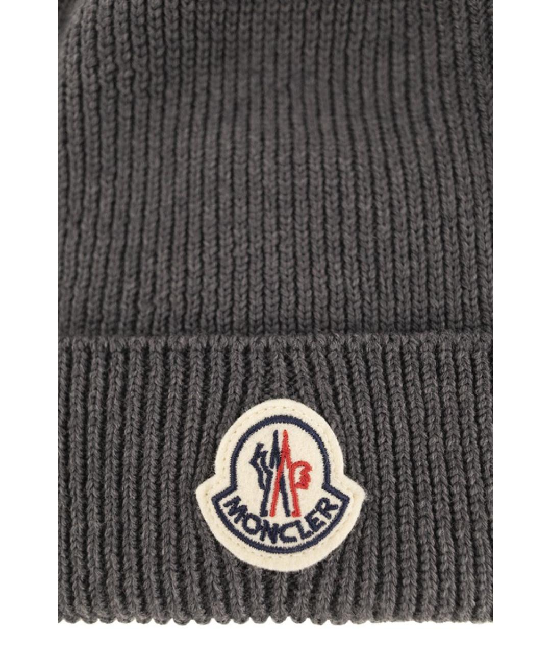 MONCLER Антрацитовая шерстяная шапка, фото 3