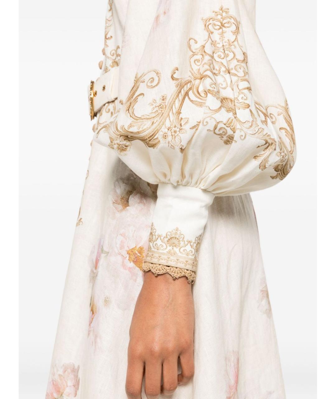 ZIMMERMANN Бежевое льняное повседневное платье, фото 4