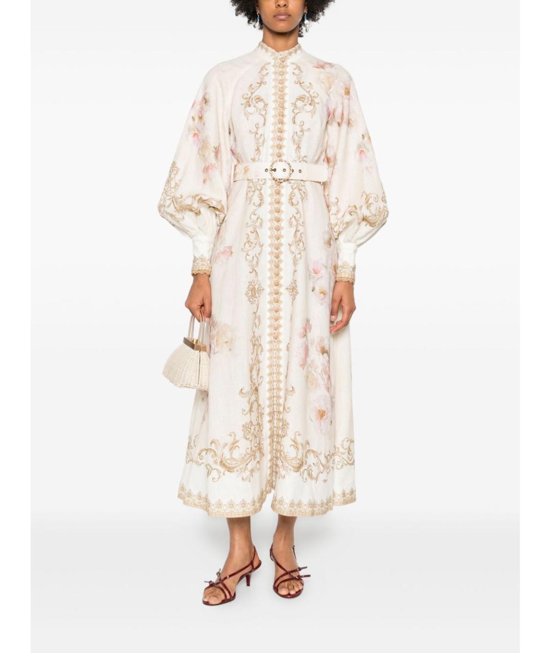 ZIMMERMANN Бежевое льняное повседневное платье, фото 3
