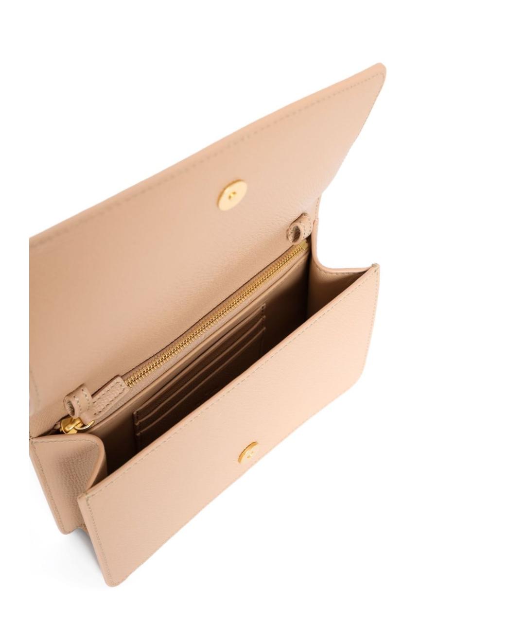 VALENTINO Бежевая кожаная сумка через плечо, фото 3