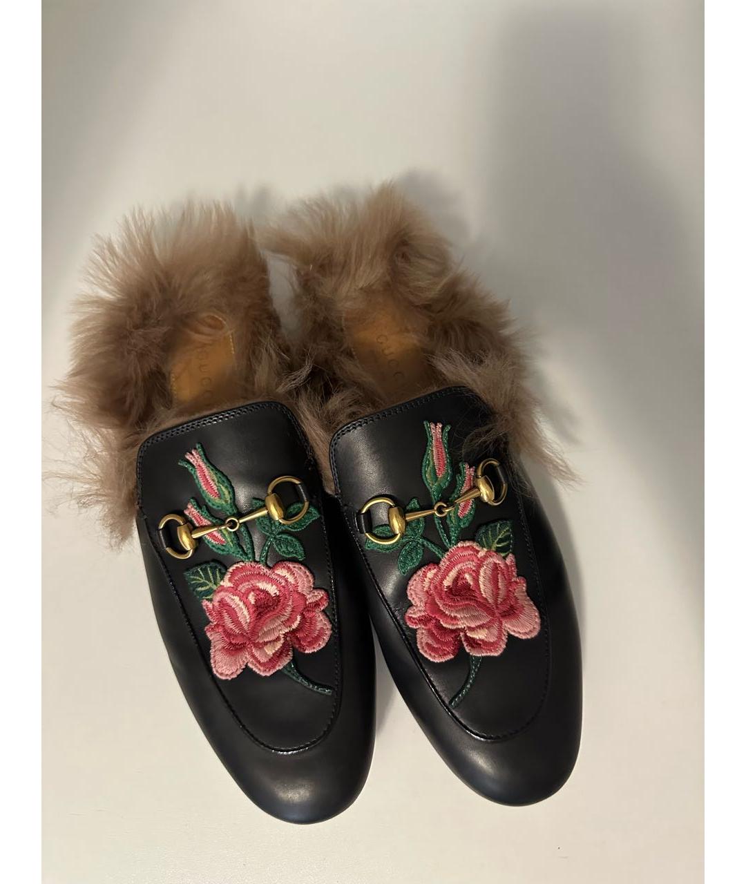 GUCCI Черные кожаные мюли, фото 2