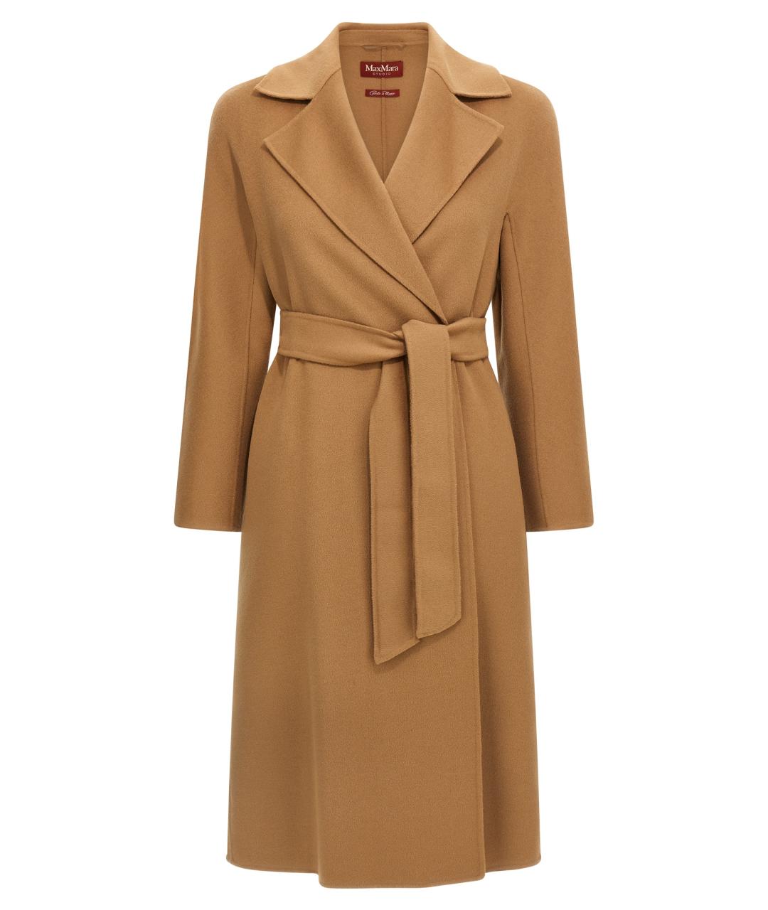 MAX MARA STUDIO Бежевое шерстяное пальто, фото 1