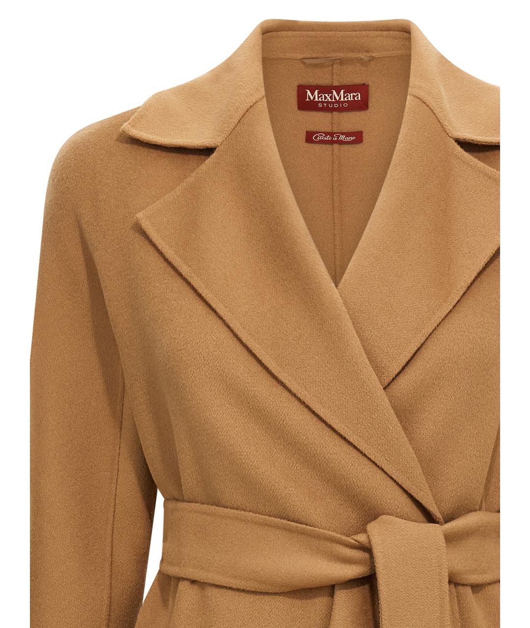 MAX MARA STUDIO Бежевое шерстяное пальто, фото 2