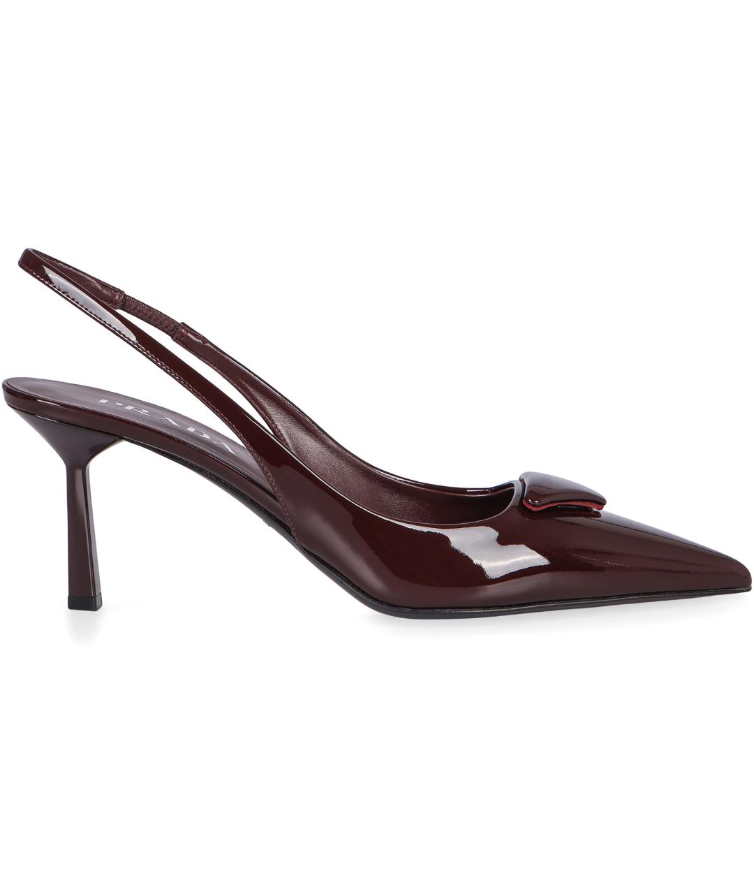 PRADA Бордовые туфли из лакированной кожи, фото 4