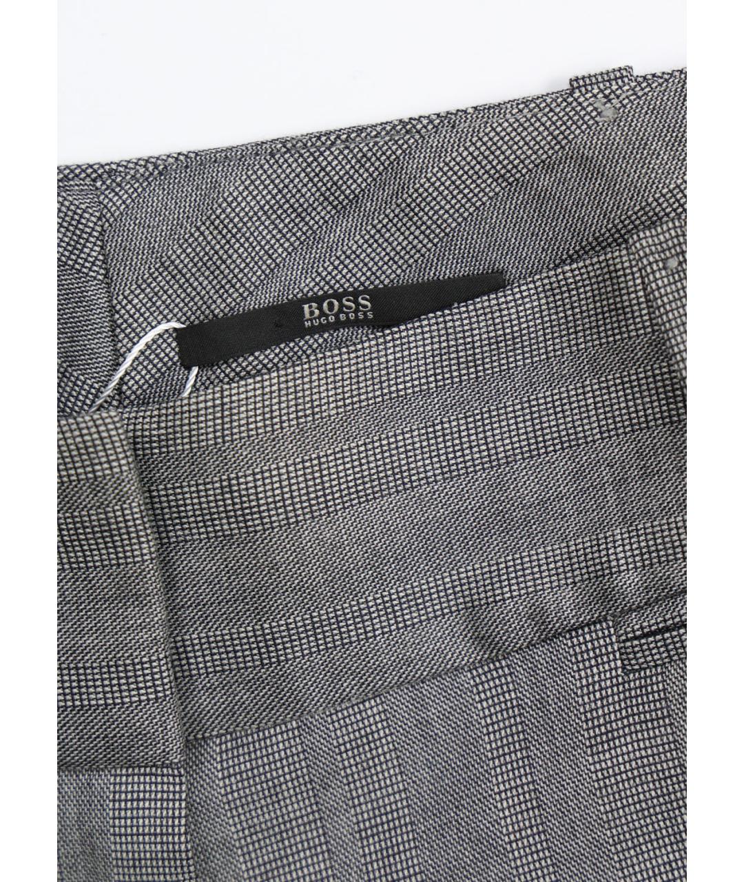 HUGO BOSS Серые шерстяные прямые брюки, фото 3