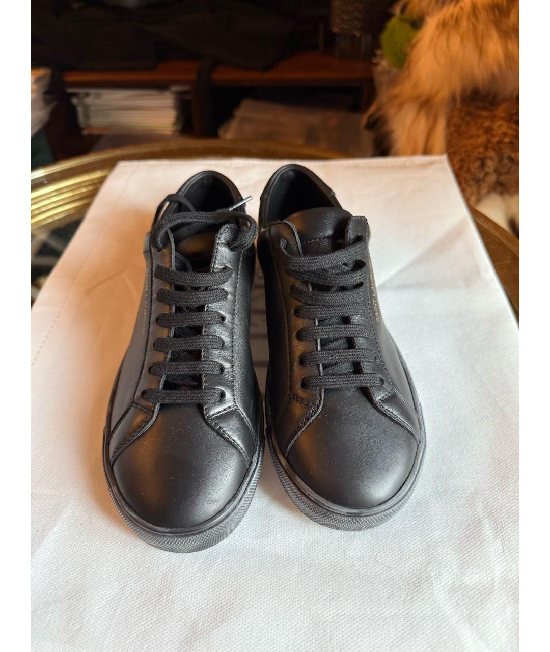 SAINT LAURENT Черные кожаные кеды, фото 2
