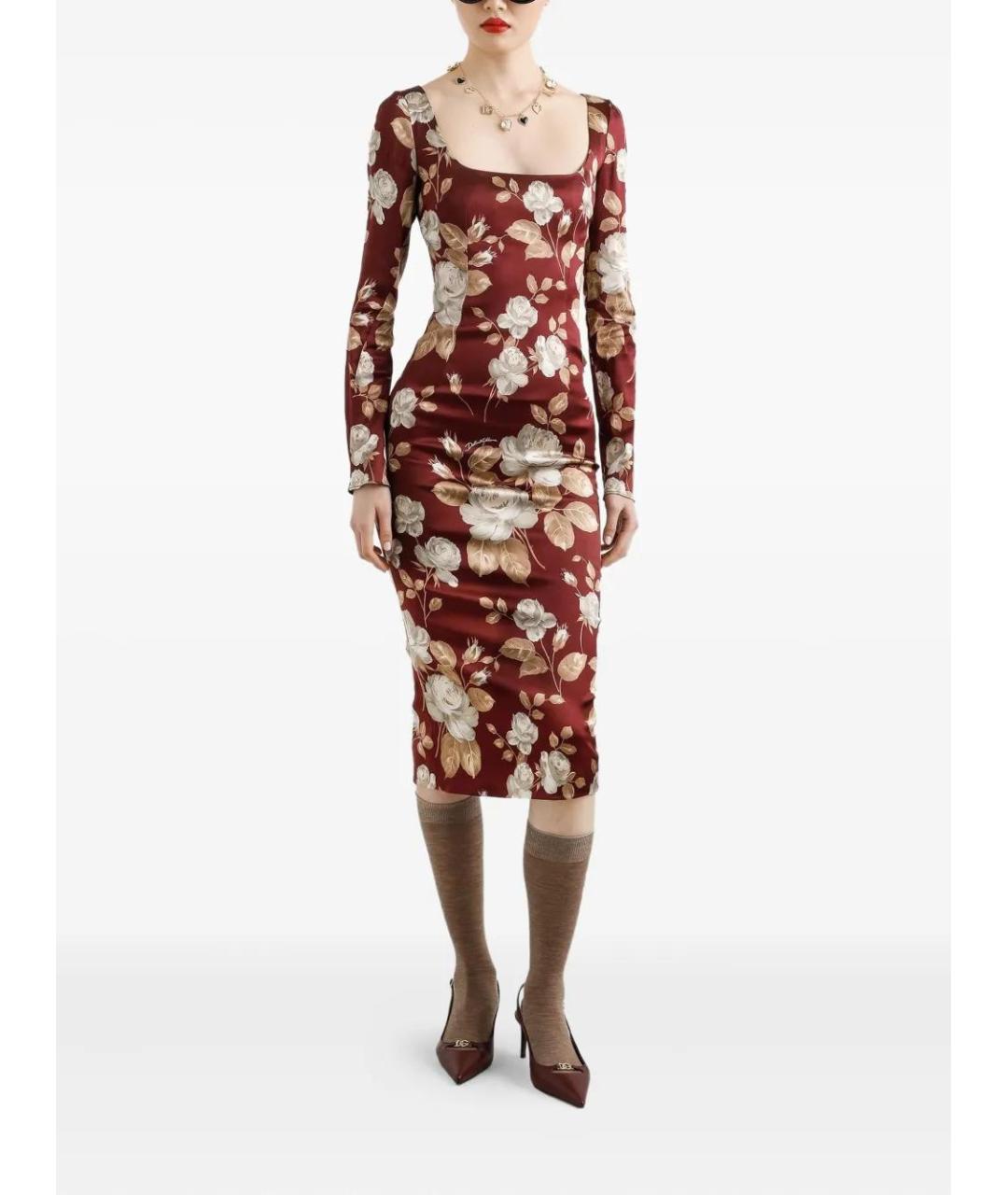 DOLCE&GABBANA Красное шелковое повседневное платье, фото 2