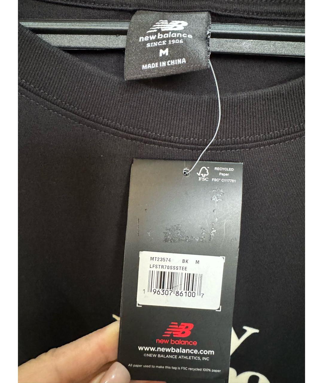 NEW BALANCE Черная хлопковая футболка, фото 5