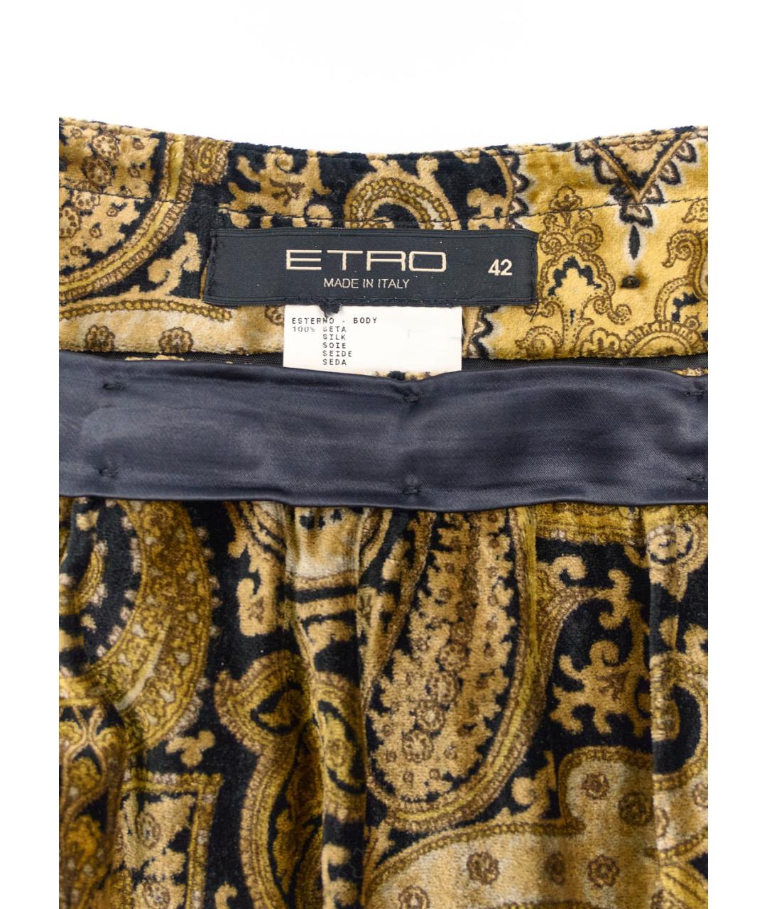 ETRO Золотая шелковая юбка миди, фото 3