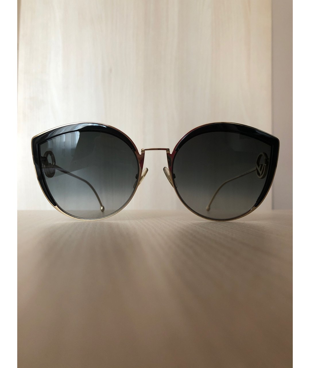 FENDI Золотые металлические солнцезащитные очки, фото 5