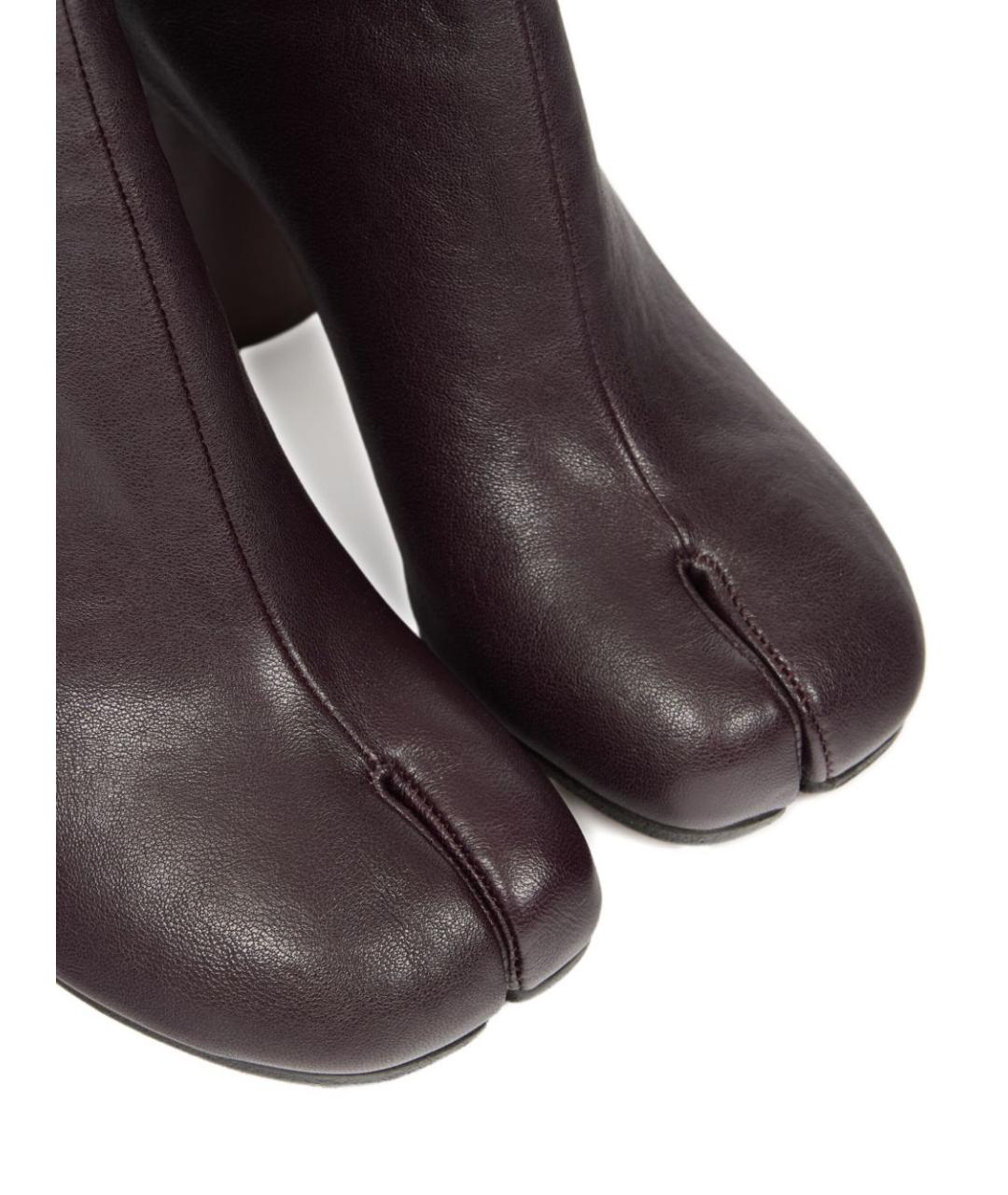 MAISON MARGIELA Бордовые кожаные ботильоны, фото 3