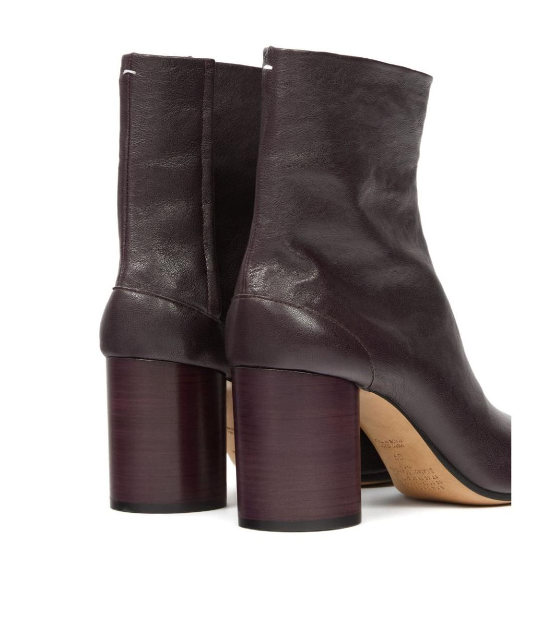 MAISON MARGIELA Бордовые кожаные ботильоны, фото 5