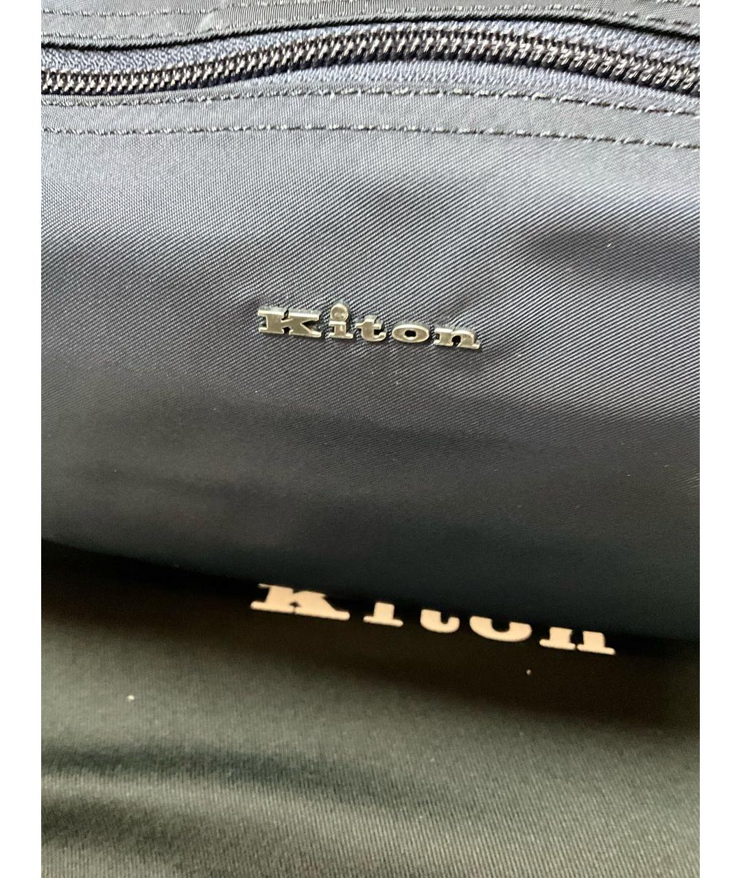 KITON Темно-синяя барсетка, фото 2