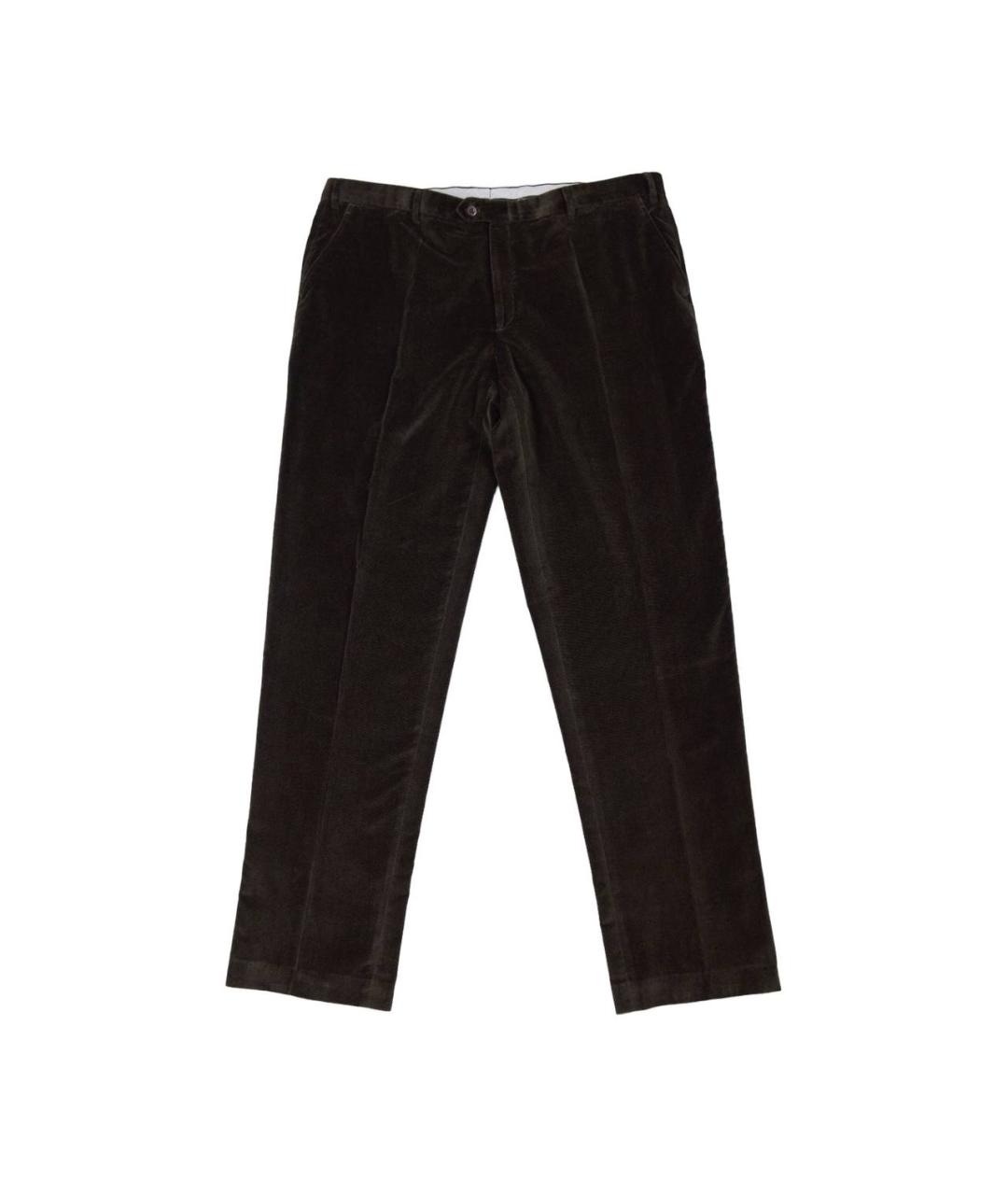 BRIONI Коричневые хлопковые классические брюки, фото 1