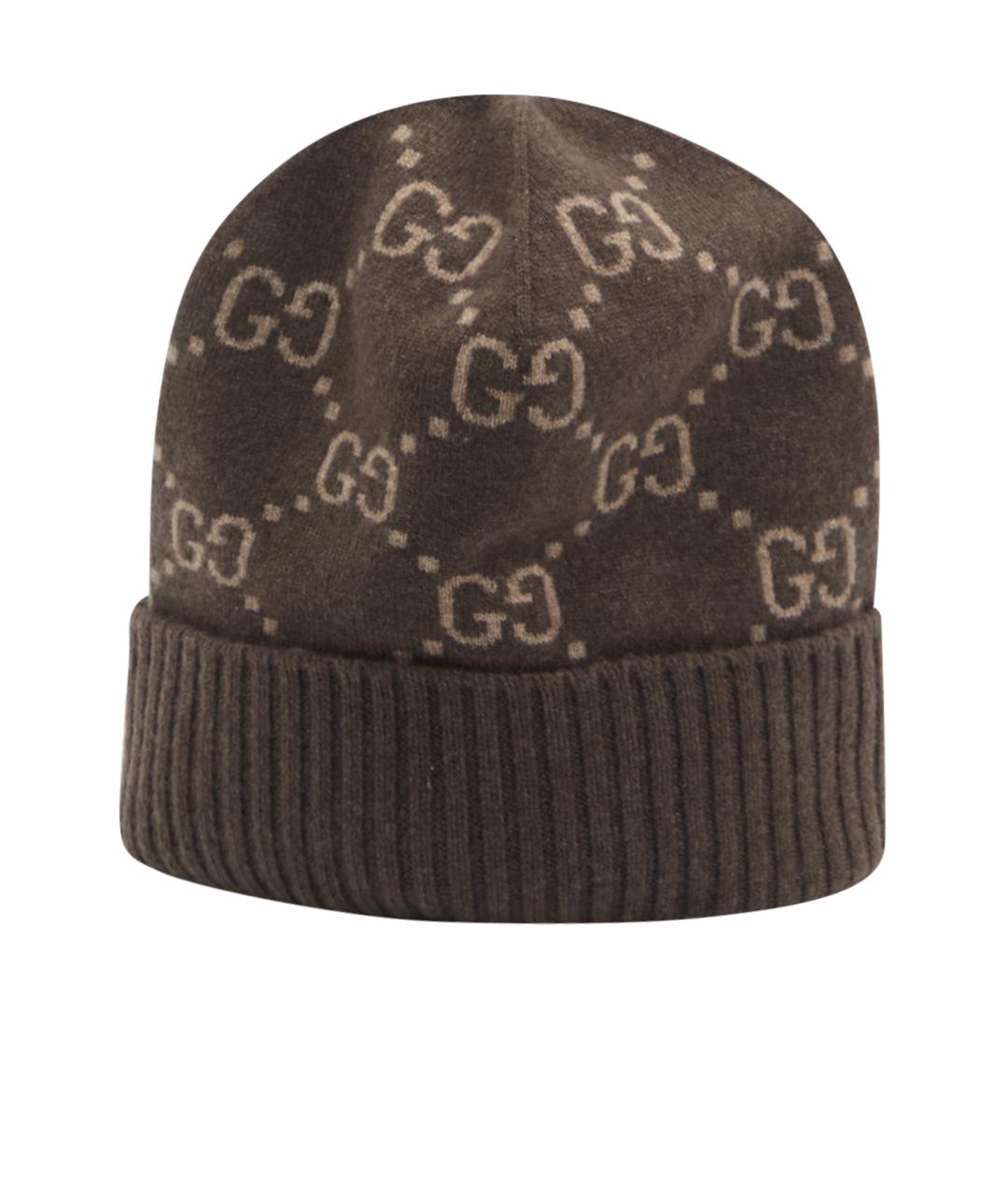GUCCI Коричневая кашемировая шапка, фото 1