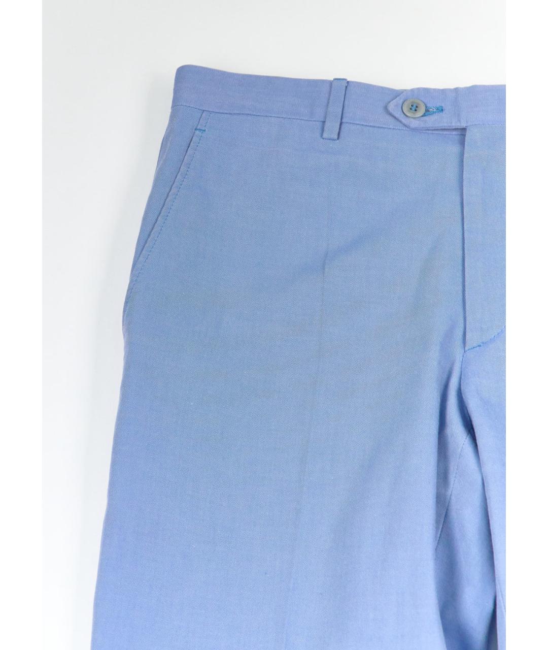 BRIONI Голубые хлопковые классические брюки, фото 4