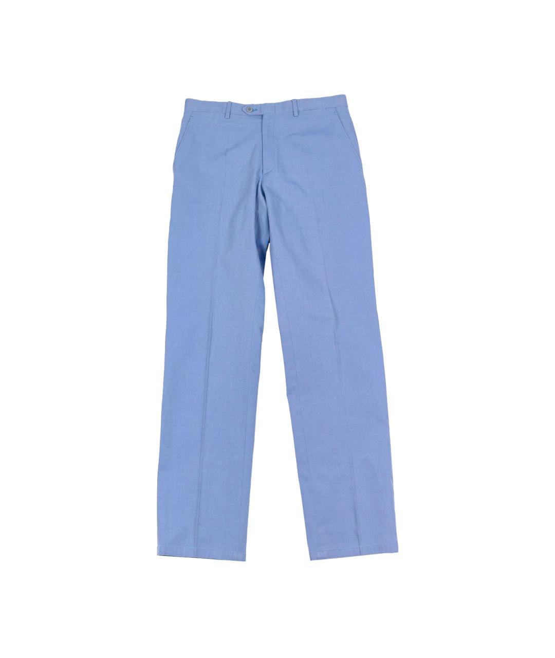 BRIONI Голубые хлопковые классические брюки, фото 1