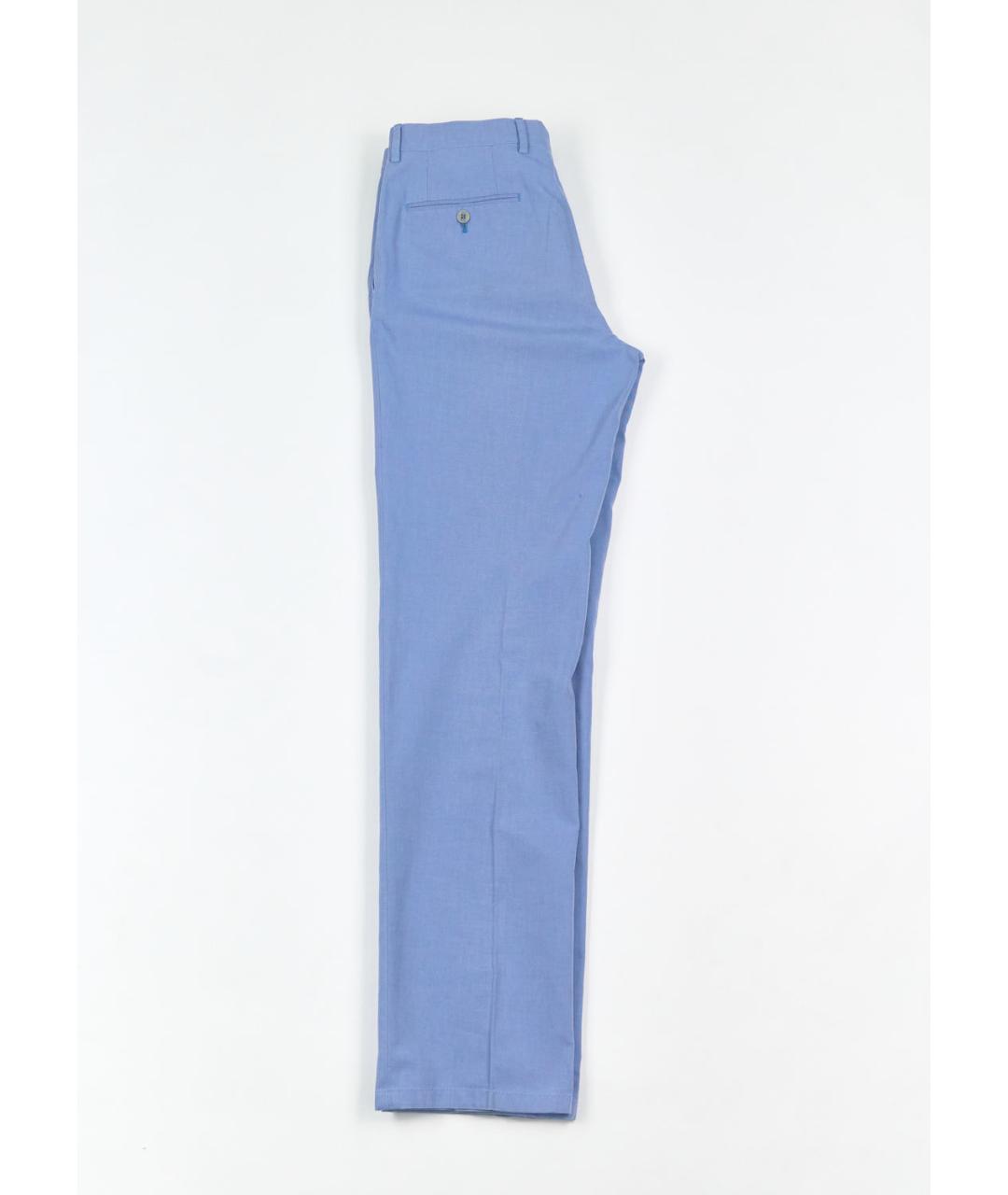 BRIONI Голубые хлопковые классические брюки, фото 2