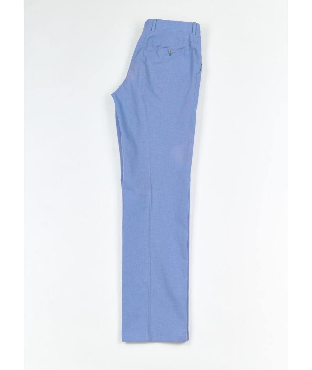BRIONI Голубые хлопковые классические брюки, фото 5