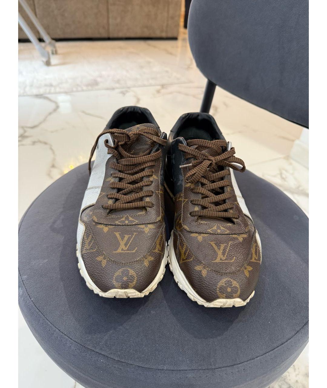 LOUIS VUITTON Коричневые кожаные высокие кроссовки / кеды, фото 2