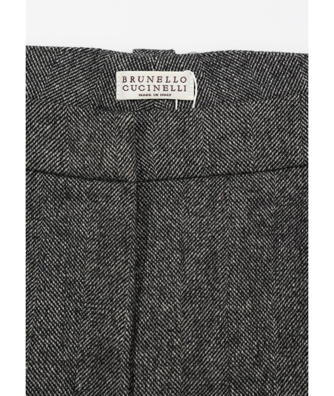BRUNELLO CUCINELLI Серые шерстяные прямые брюки, фото 3