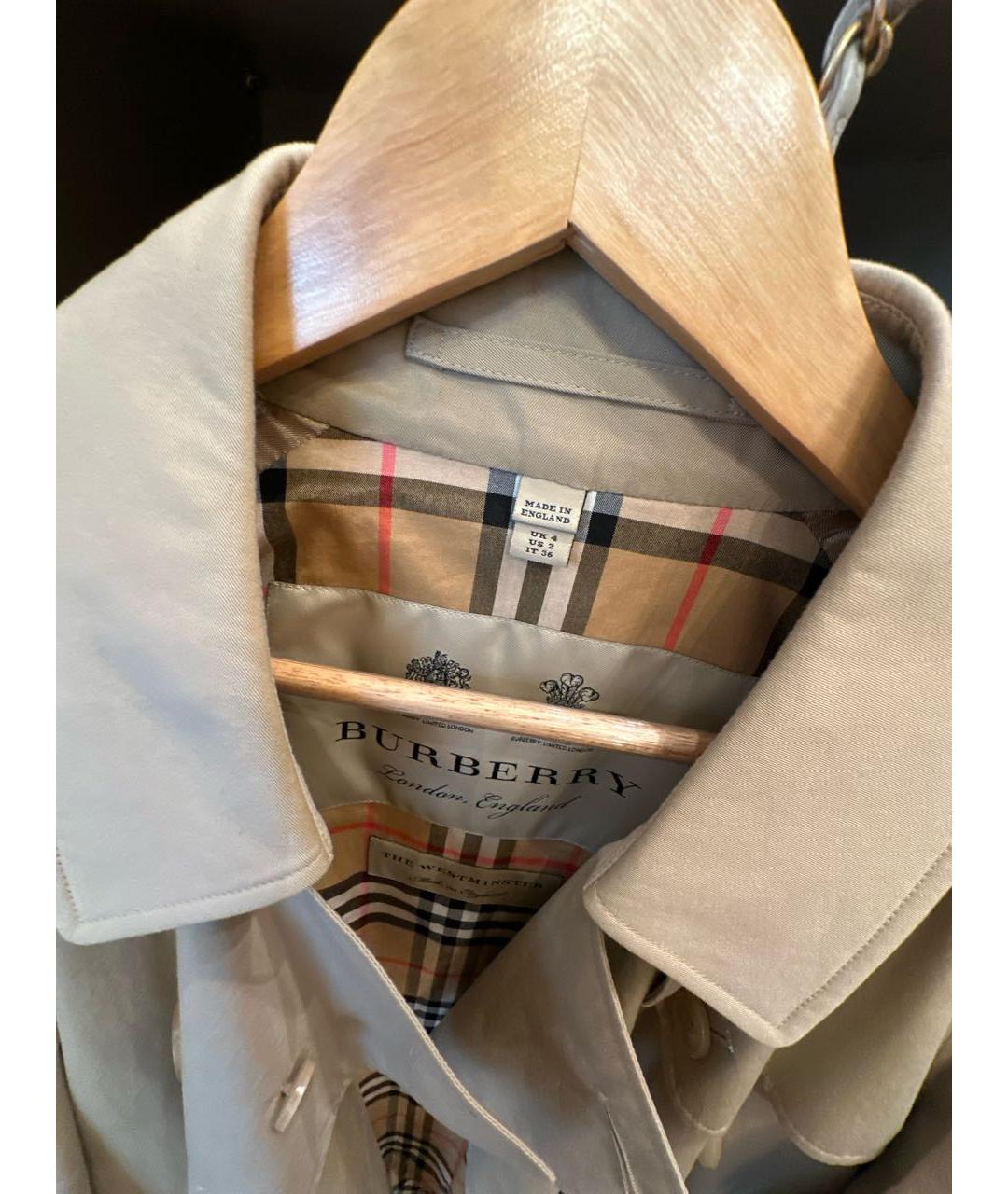 BURBERRY Бежевый хлопковый тренч/плащ, фото 8