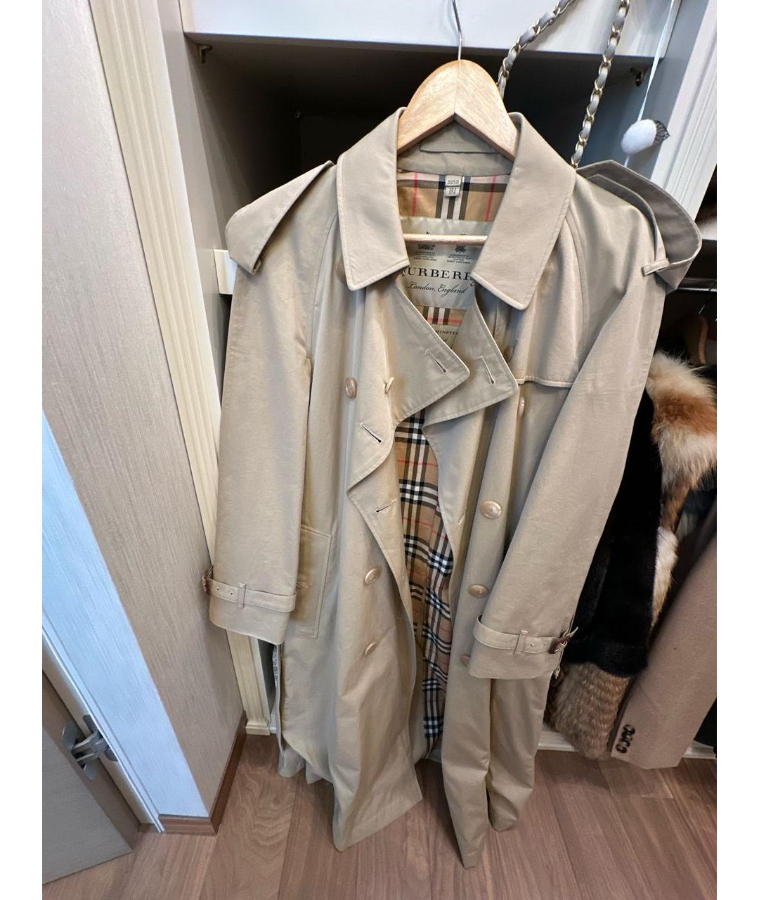BURBERRY Бежевый хлопковый тренч/плащ, фото 9