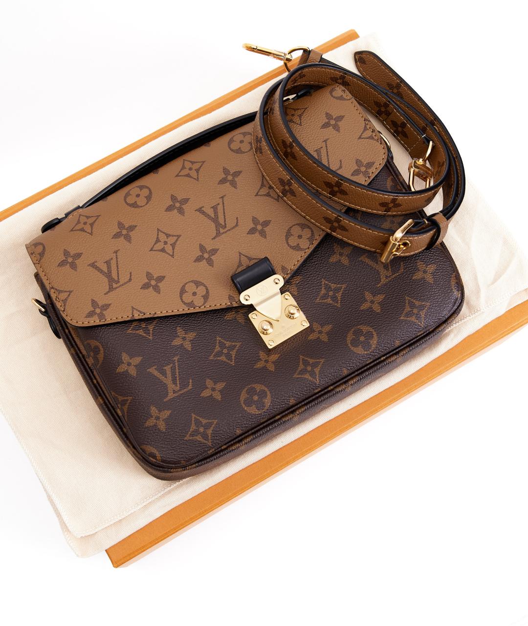 LOUIS VUITTON Коричневая кожаная сумка через плечо, фото 6