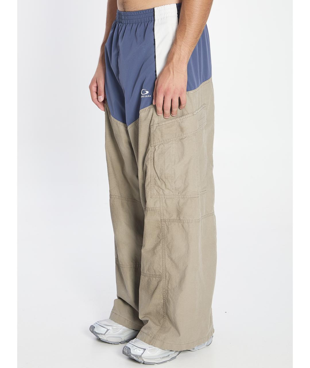 BALENCIAGA Синие полиэстеровые повседневные брюки, фото 2