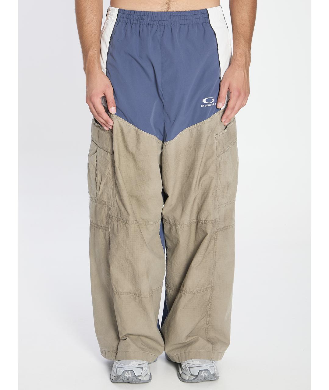 BALENCIAGA Синие полиэстеровые повседневные брюки, фото 5