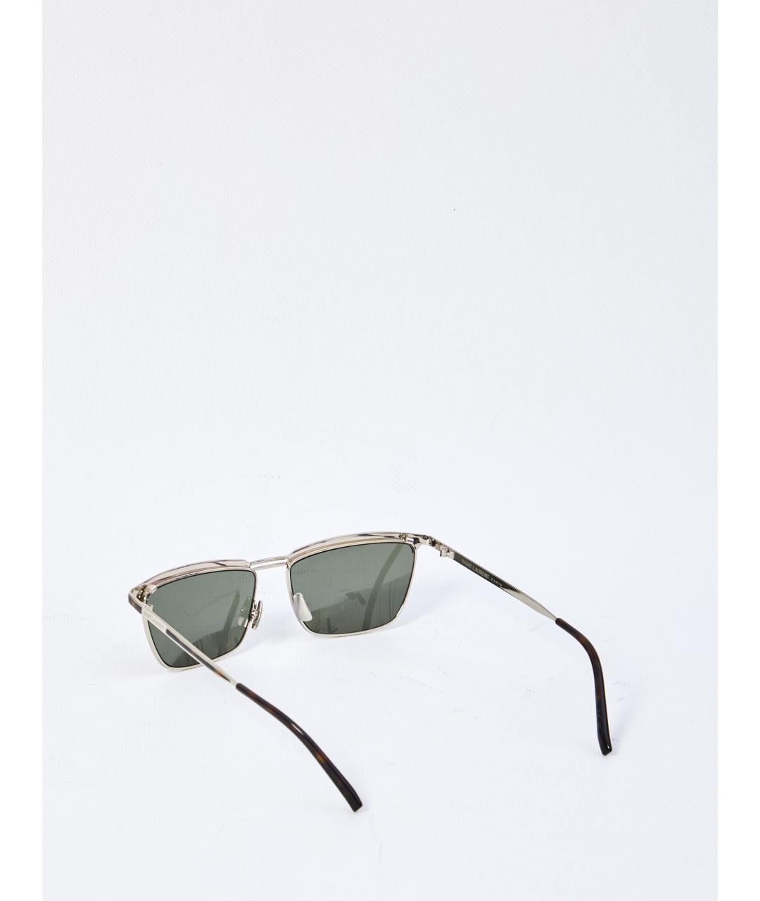 SAINT LAURENT Серебряные металлические солнцезащитные очки, фото 2