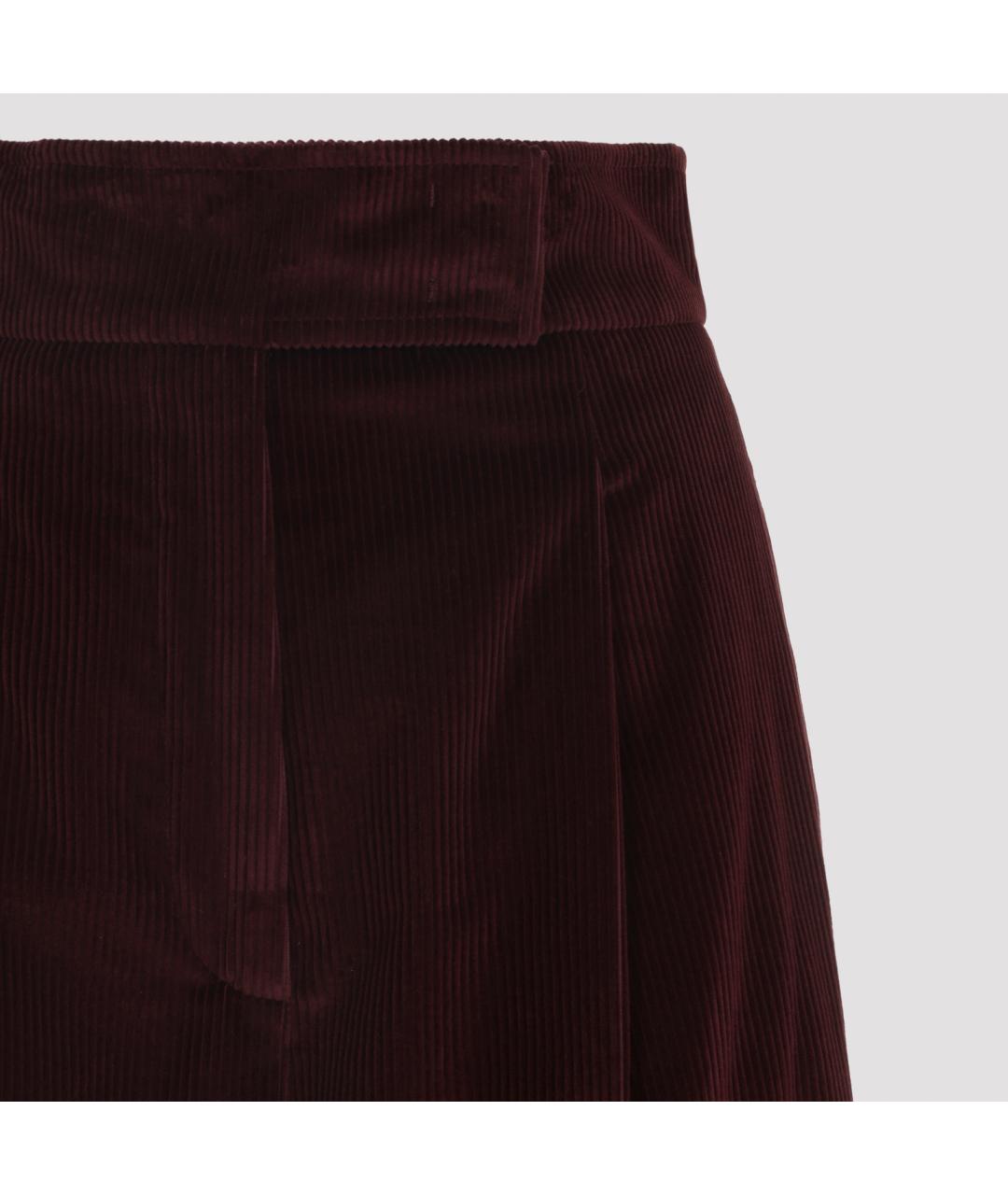 MAX MARA Бордовые хлопковые прямые брюки, фото 3