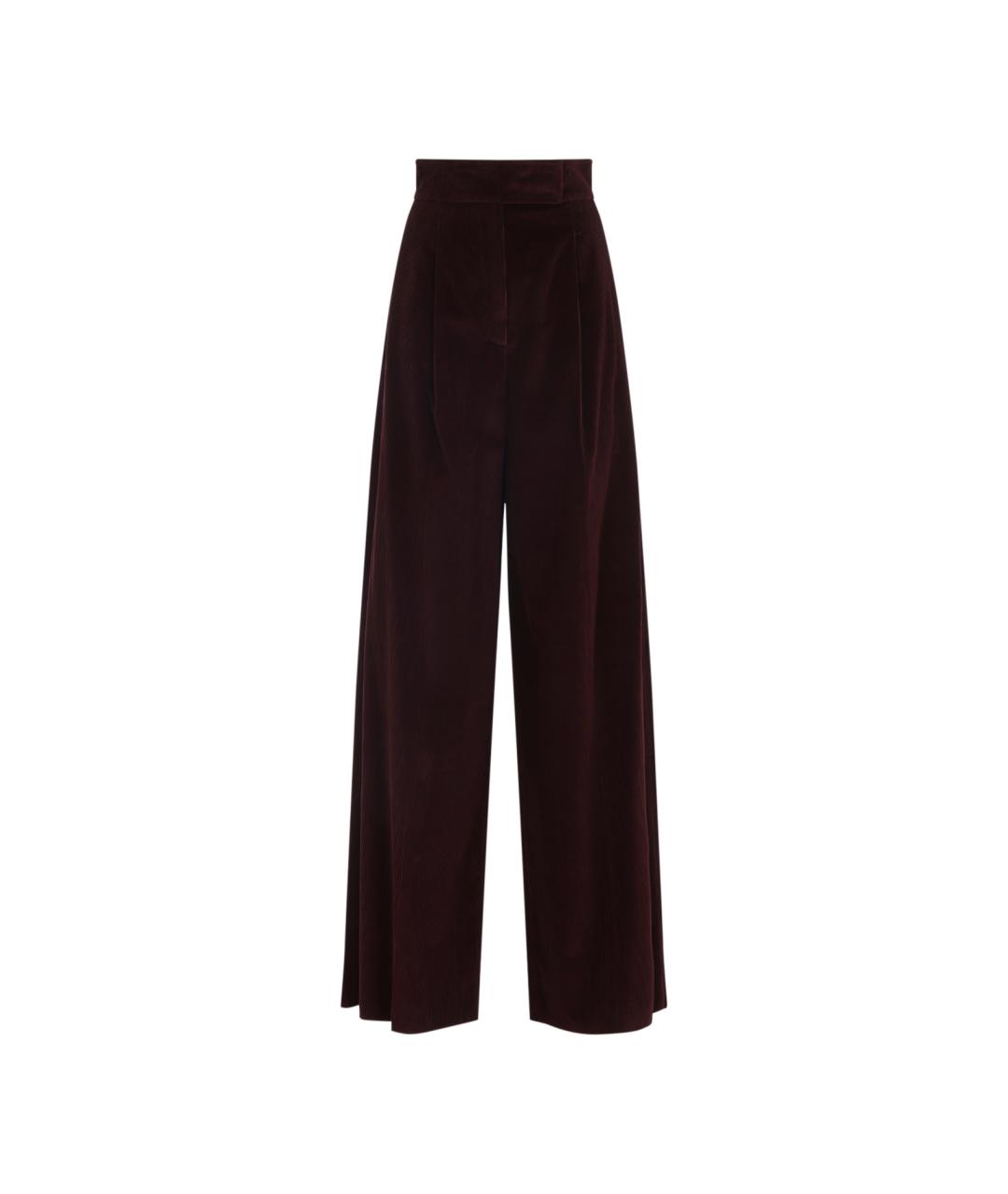 MAX MARA Бордовые хлопковые прямые брюки, фото 1