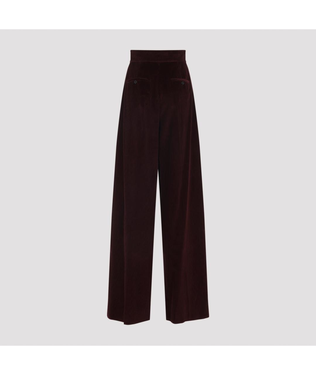 MAX MARA Бордовые хлопковые прямые брюки, фото 2