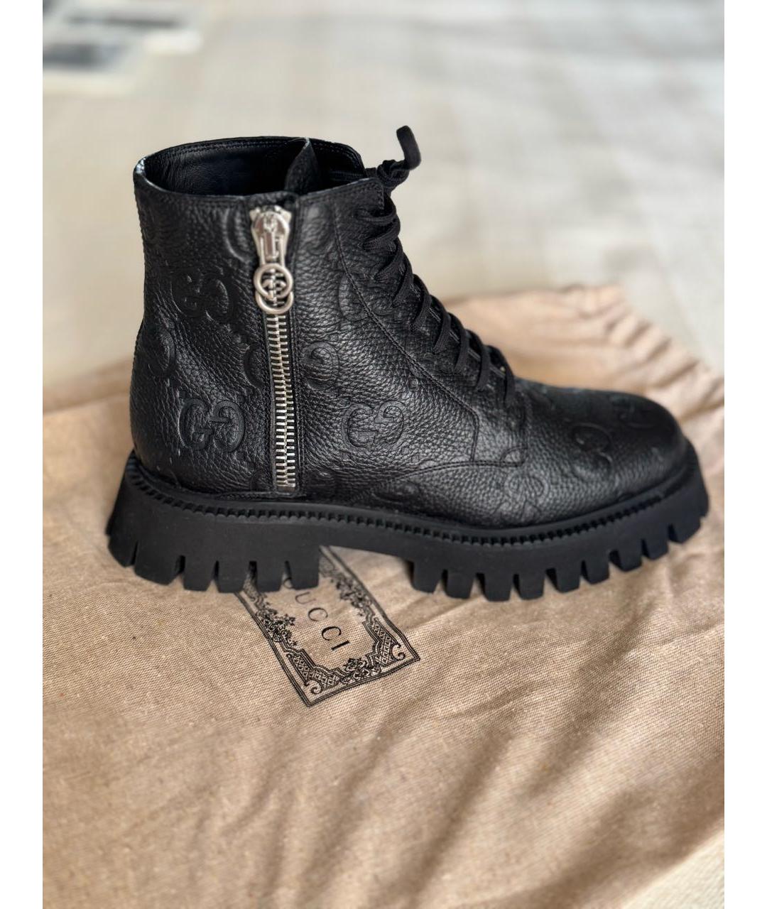 GUCCI Черные кожаные ботинки, фото 7