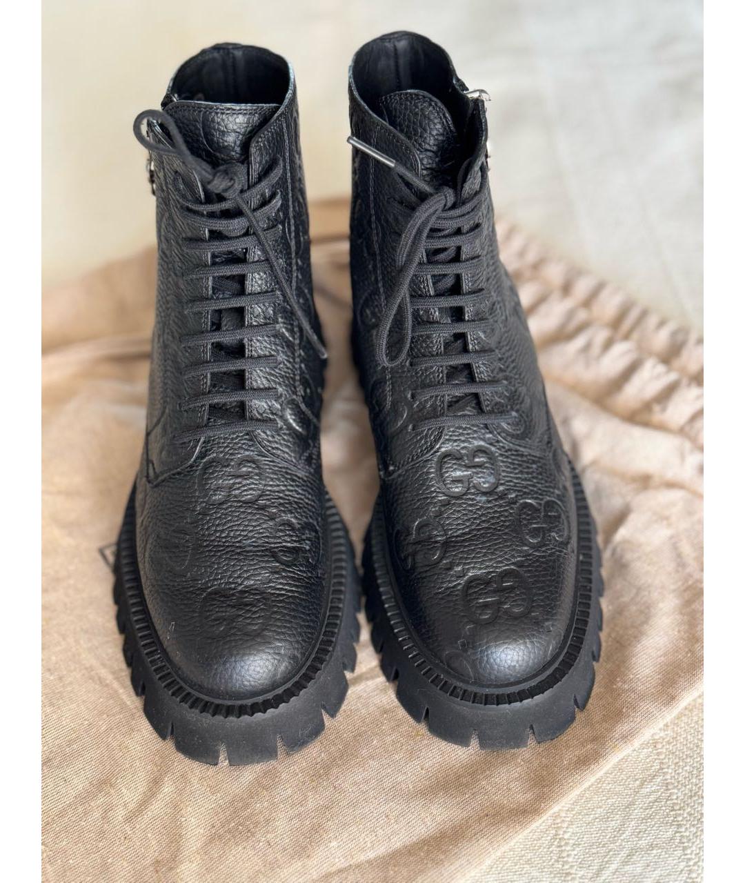 GUCCI Черные кожаные ботинки, фото 2
