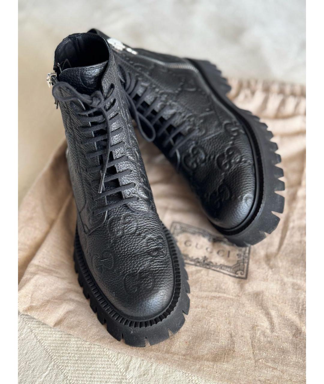 GUCCI Черные кожаные ботинки, фото 6
