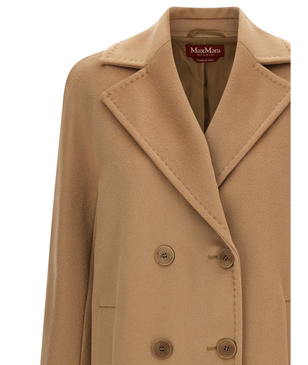 MAX MARA STUDIO Бежевое шерстяное пальто, фото 3