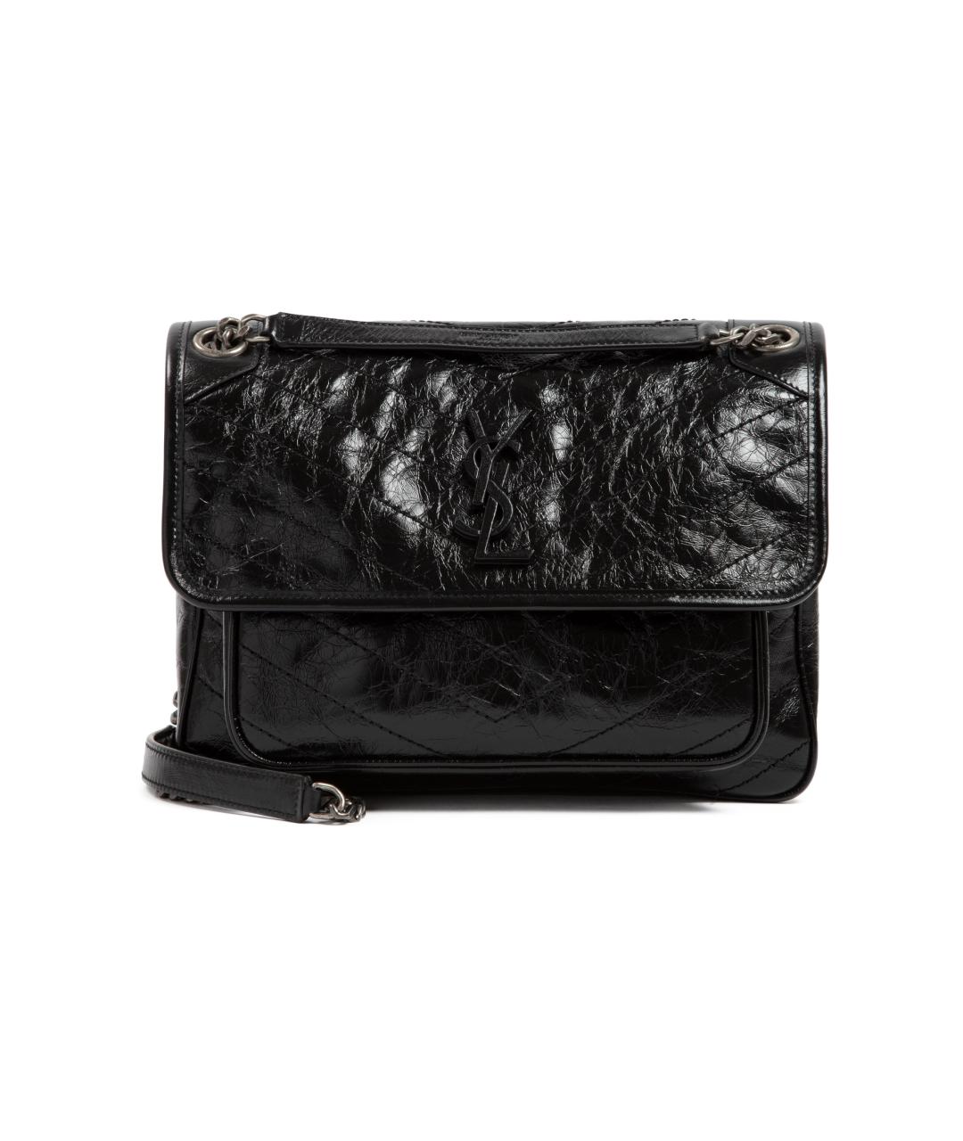 SAINT LAURENT Черная кожаная сумка через плечо, фото 1