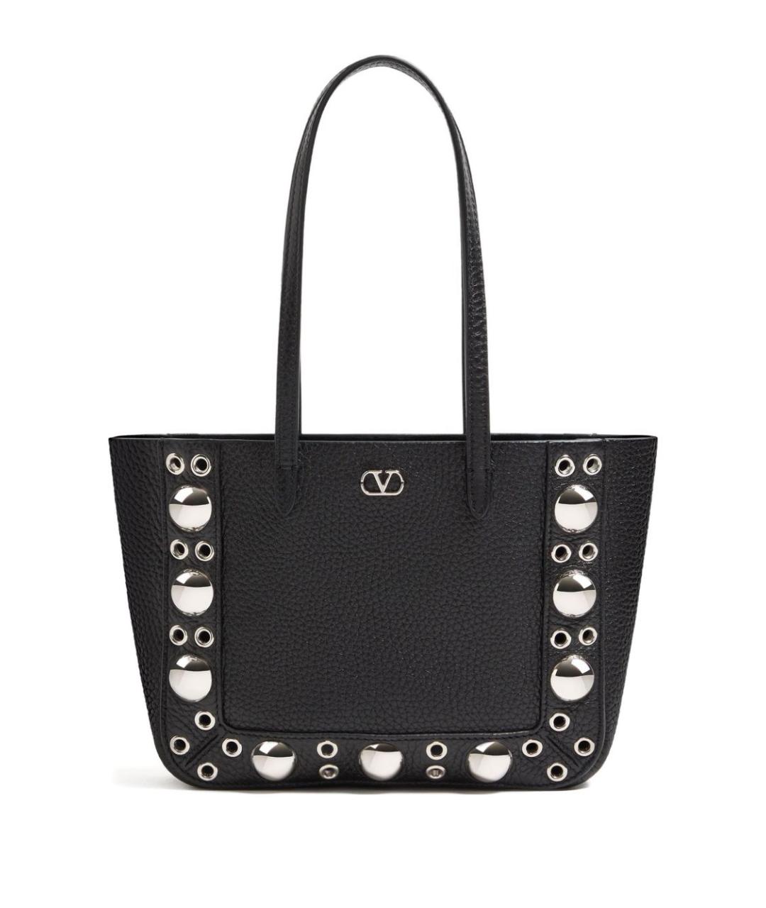 VALENTINO Черная кожаная сумка тоут, фото 1